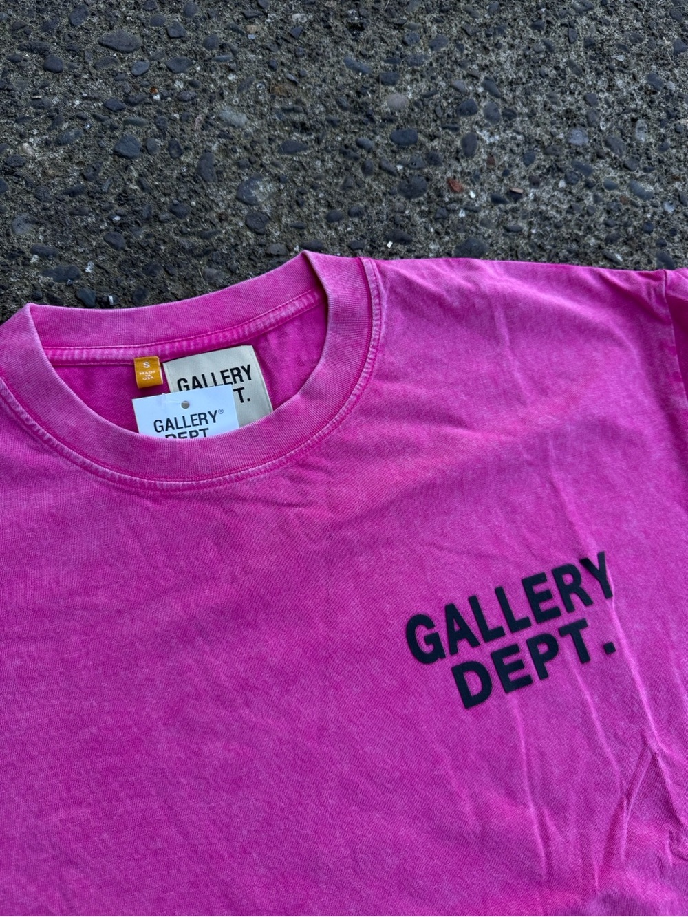 Gallery Dept Pink and Black Chest Logo Tee